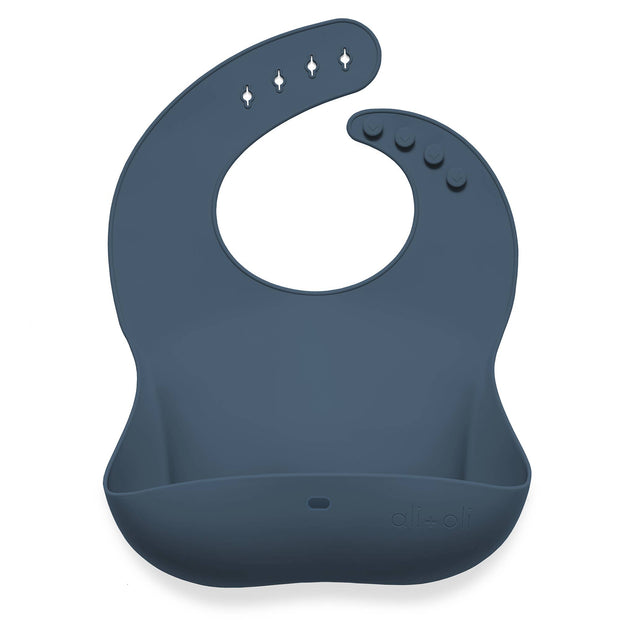 Silicone Baby Bib Roll Up & Stay Closed - (Night/Navy)
