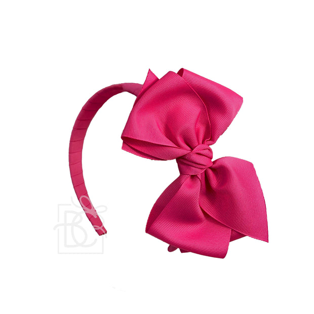 Fushia Pink 3/4" Headband w/6" Grosgrain bow