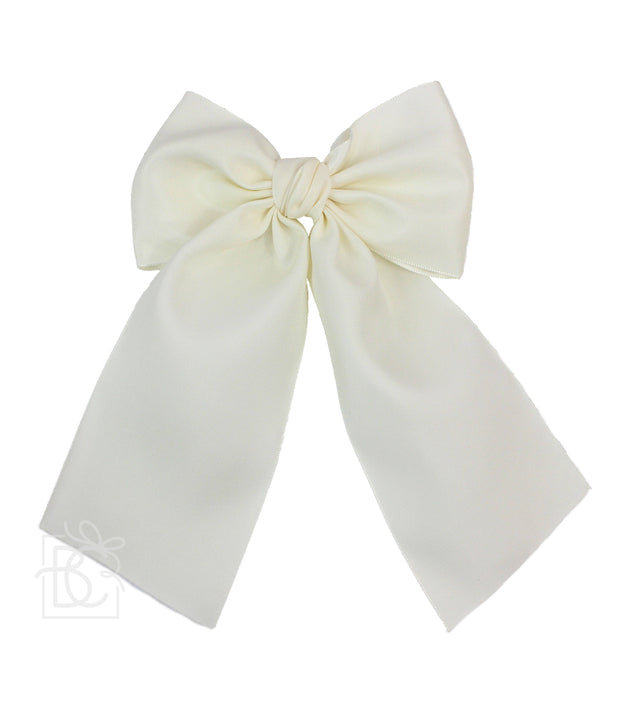 OPAQUE SATIN BOW W/ EURO KNOT & TAILS: 4.5" Large