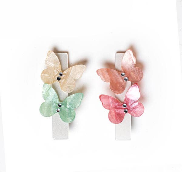 BTS23- Butterflies Pearlized Pastel Alligator Clips