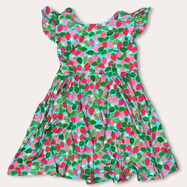 Strawberry Fields Ruffle Cap Sleeve Skater Dress BAMBOO