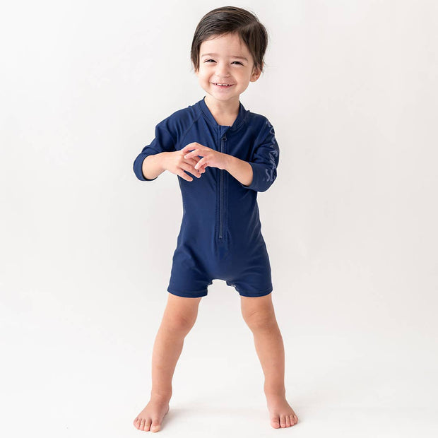 Boys' Navy Long Sleeve One Piece Rash Guard