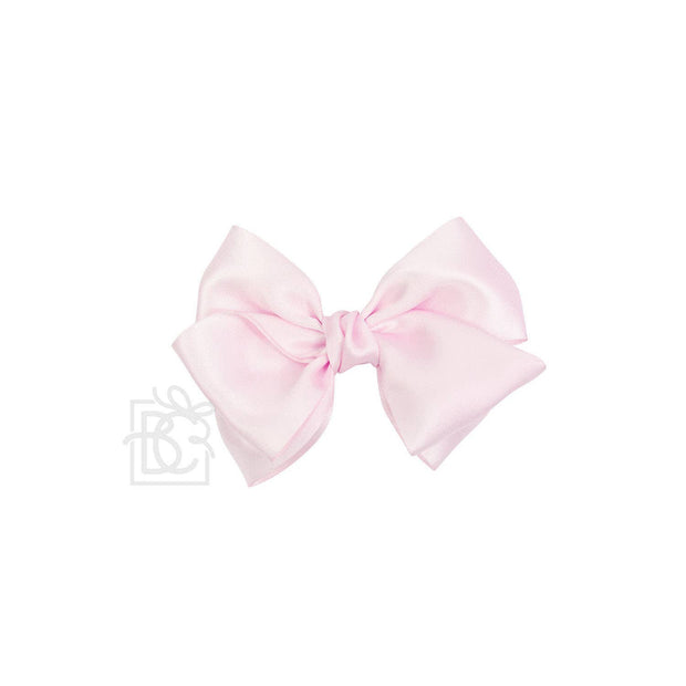 SATIN EUROPEAN BOW W/RUFFLED KNOT ON CLIP