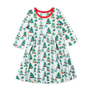 Christmas Forest Long Sleeve Swing Dress