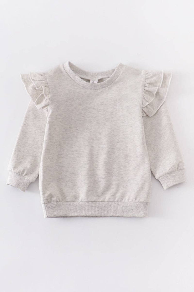 Gray ruffle girl top