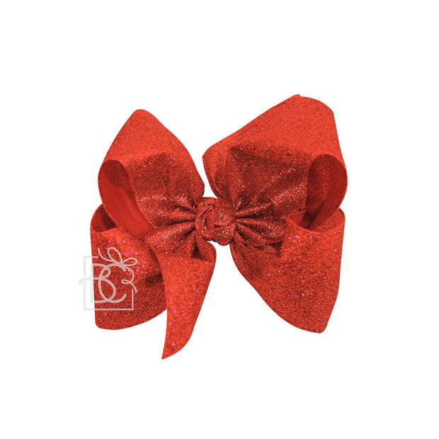 5.5" Huge Red Glitter Bow on Alligator Clip