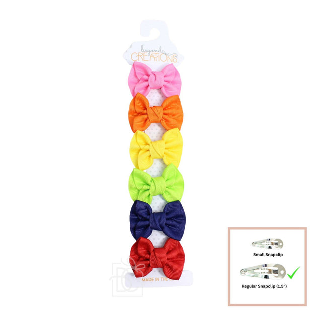 6 PACK - 2" TODDLER ANNE BOW ON SNAP CLIP: Bright