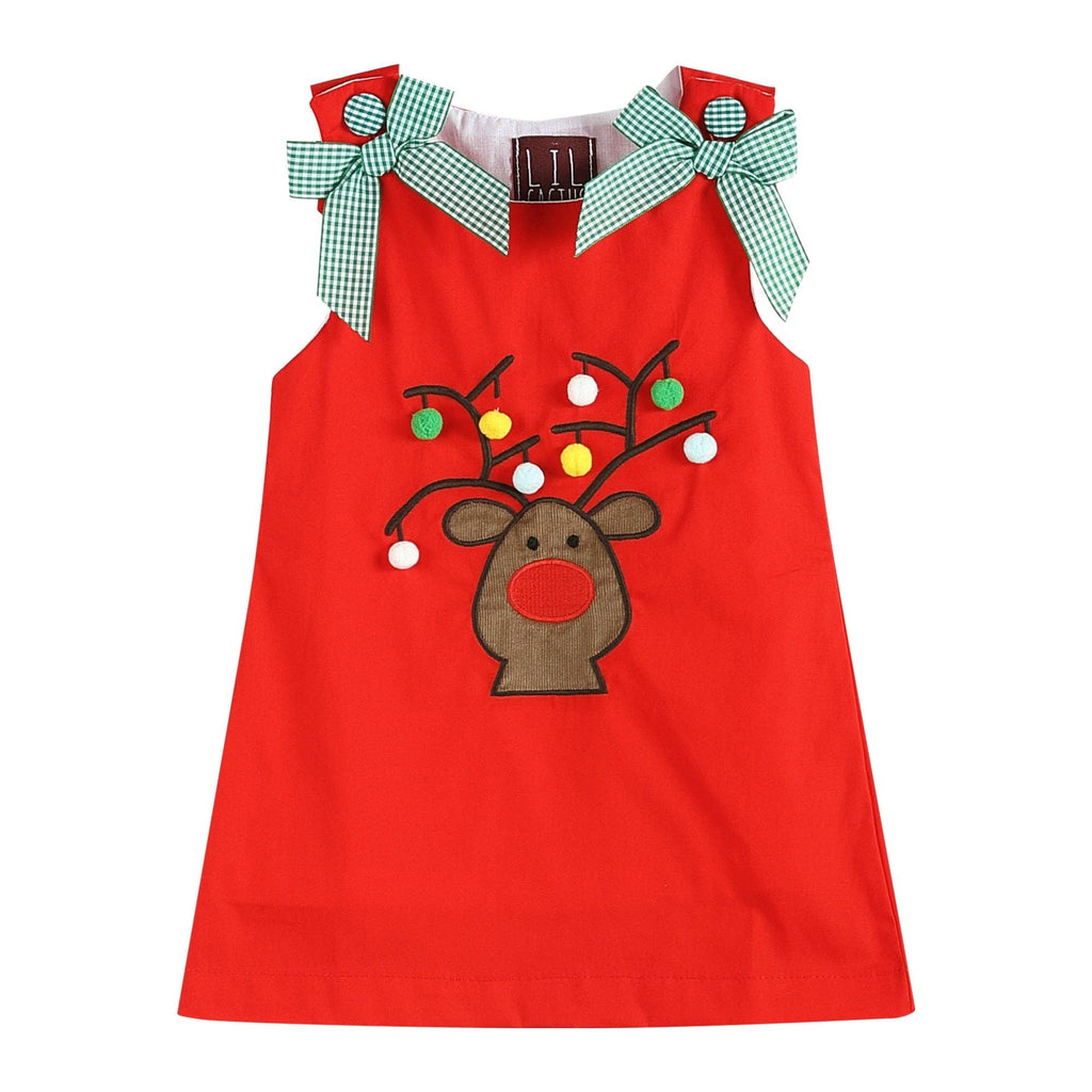 Red Reindeer Pom-Pom Shift Dress – Tribute Clothing Co