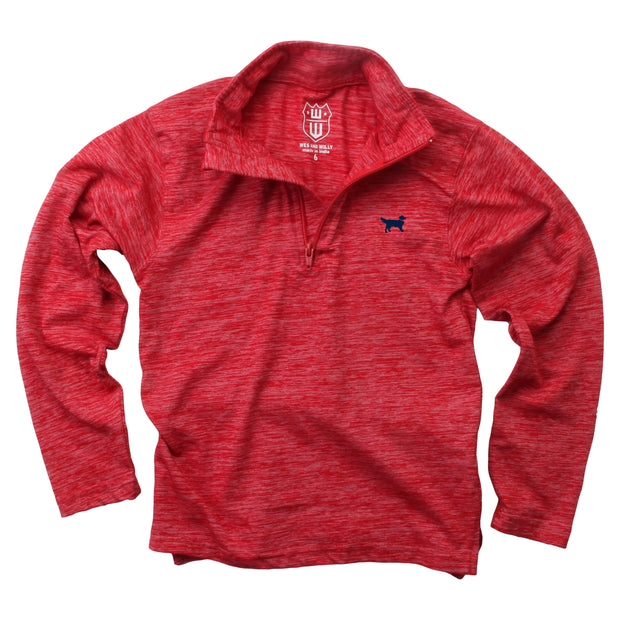 Quarter Zip Cloudy Yarn Top - Red/Cherry