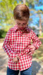 Red/White Plaid Dress Shirt