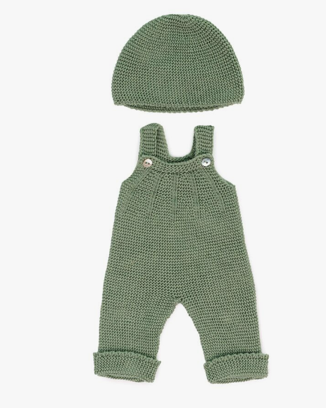 Knitted Doll Outfit 15” – Overall & Beanie Hat