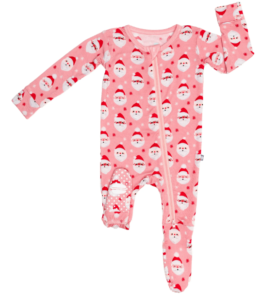 Bamboo Vintage Santa Footsie Pjs