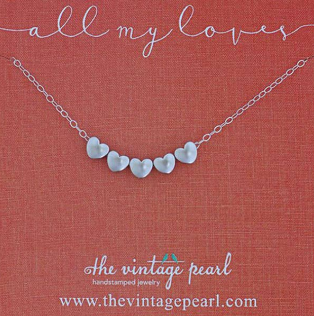 All My Loves Necklace (Sterling Silver - 1-5 hearts)