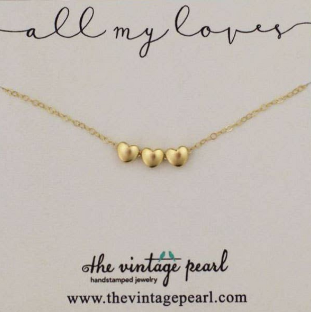 All My Loves Necklace (Gold - 1-5 hearts)