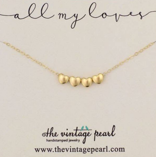 All My Loves Necklace (Gold - 1-5 hearts)