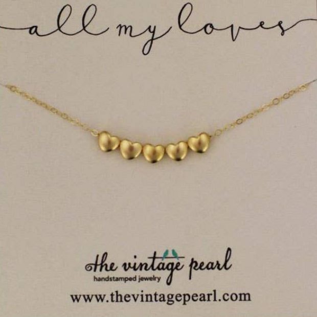 All My Loves Necklace (Gold - 1-5 hearts)