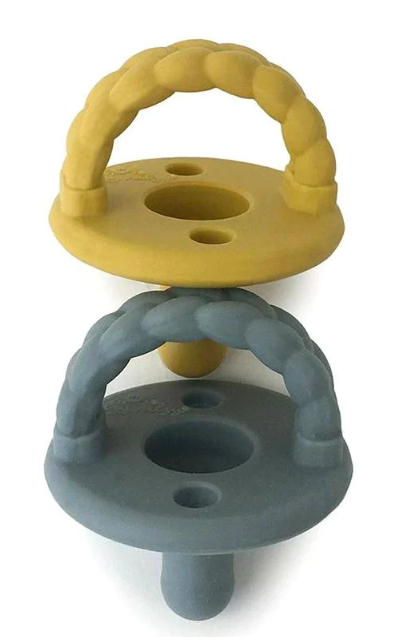 Sweetie Soother™ - Pacifier 2-Pack - Grey & Mustard Braids - 0 months +