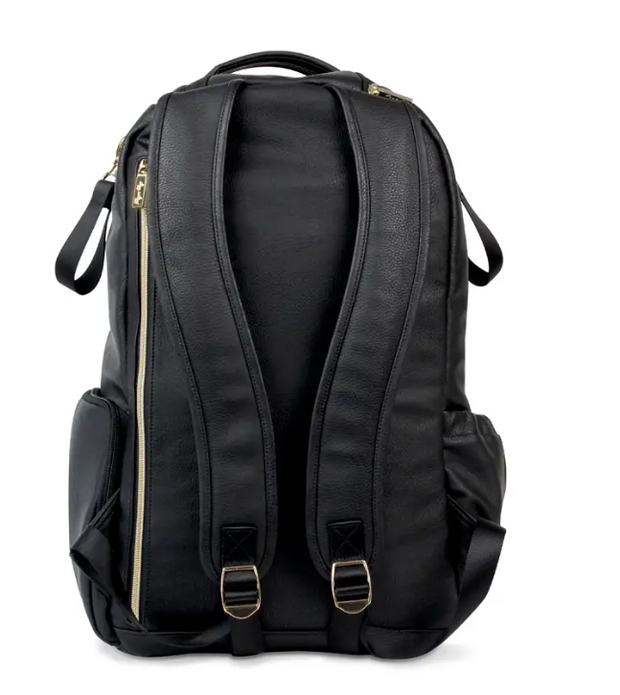 black leather jetsetter backpack Jetsetter Black Boss Backpack™ Diaper Bag – Tribute Clothing Co
