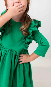 Emerald Green Ruffle Twirl Dress