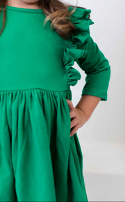 Emerald Green Ruffle Twirl Dress