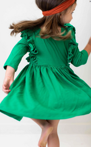 Emerald Green Ruffle Twirl Dress