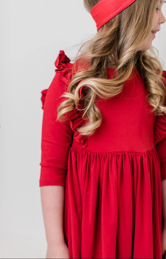 Red Ruffle Twirl Dress