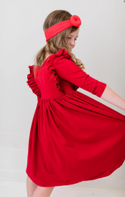 Red Ruffle Twirl Dress