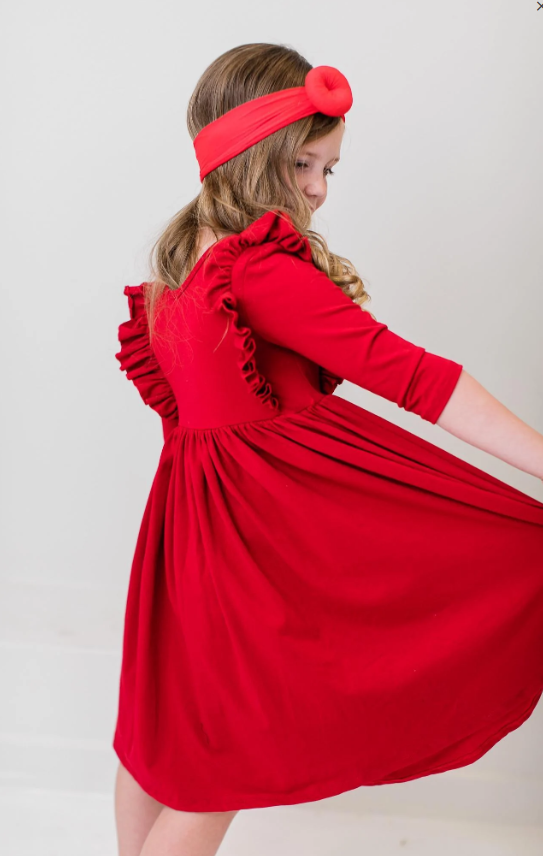 Red Ruffle Twirl Dress