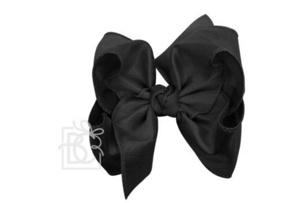 5.5″ Huge Silk Ribbon Bow made with 2.25″ Ribbon on Alligator Clip (Black)