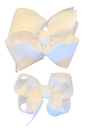 White Grosgrain Bow with White Organza Overlay - 2 sizes