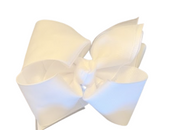 White Grosgrain Bow with White Organza Overlay - 2 sizes