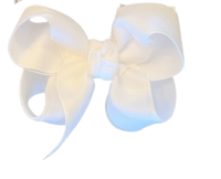 White Grosgrain Bow with White Organza Overlay - 2 sizes