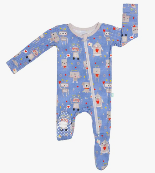 Luv Bots Footie Bamboo Pajamas