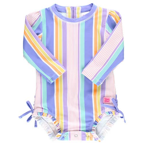 Rainbow Lane Stripe Long Sleeve One Piece Rash Guard