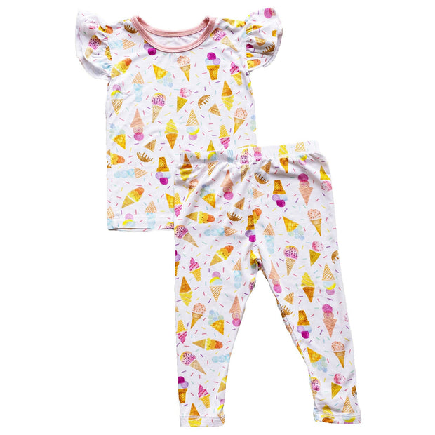 Ruffled Sleeve Ice Cream & Sprinkles Jammies - Bamboo