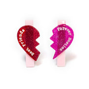 VAL-Heart Split Glitter Red/Pink Alligator Clips