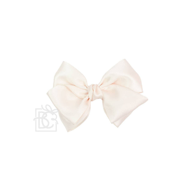 SATIN EUROPEAN BOW W/RUFFLED KNOT ON CLIP