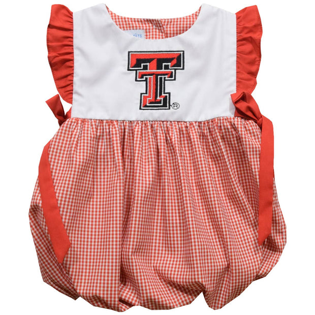 Texas Tech Red Raiders Embroidered Red Gingham Girls Bubble