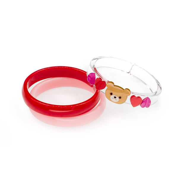 VAL24- Bear with Hearts Pearlized Red Bangles