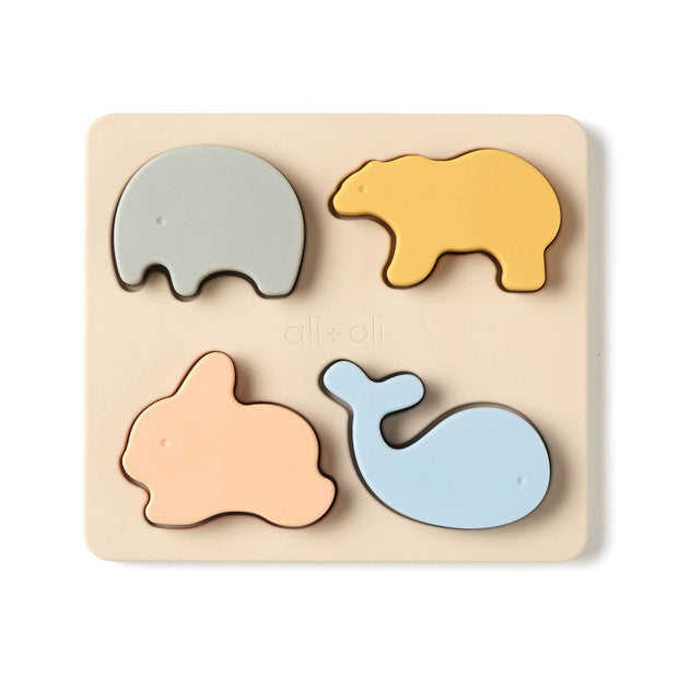 Baby Soft Silicone Mini-Animal Puzzle (4pc) Toys for Toddler