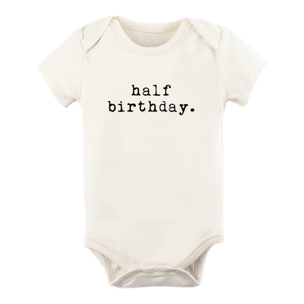 Half Birthday Organic Cotton Baby Bodysuit | Short Sleeve