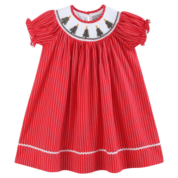 Red Christmas Tree Smocked Bishop Dress Tribute Clothing Co Red Christmas Tree Smocked Bishop Dress Tribute Clothing Co