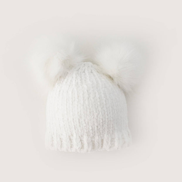 Snowy White Chenille Beanie Hat