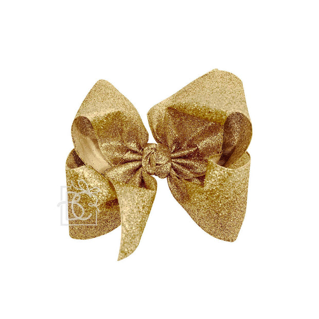 GOLD 5.5" Huge GLITTER METALLIC BOW ON CLIP