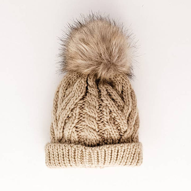 Birch Pop Pom Pom Beanie Hat