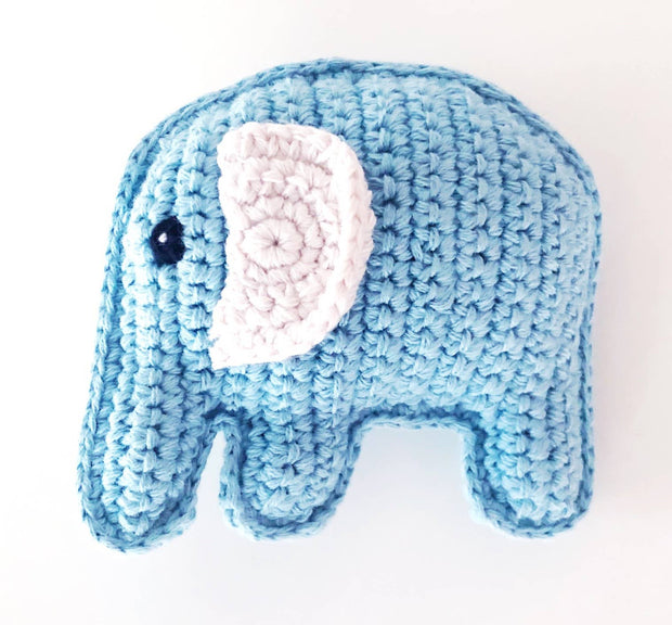 Organic Elephant Rattle - Blue