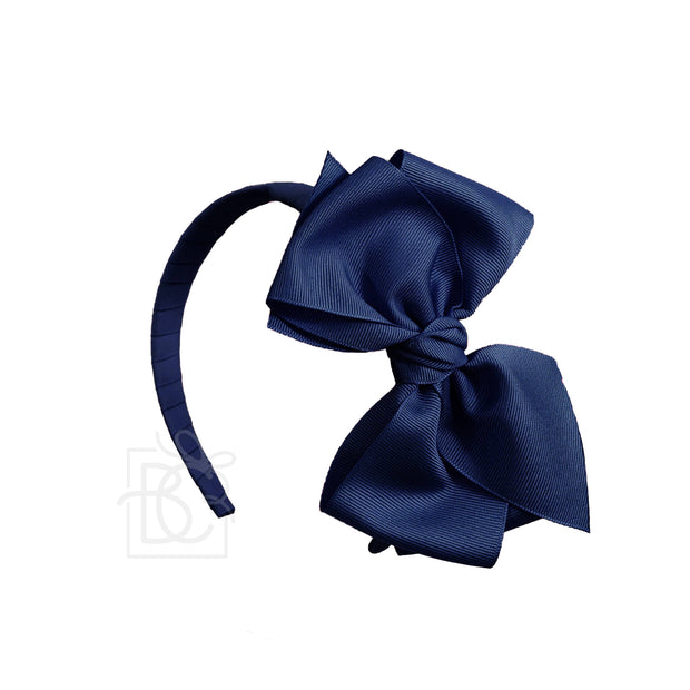 Navy 3/4" Headband w/6" Grosgrain bow