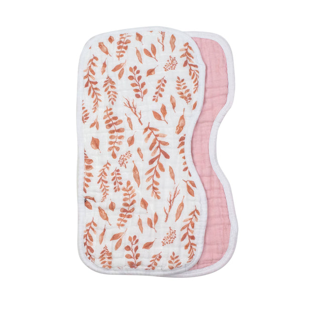 Pink Leaves & Cotton Candy Classic Muslin Burp Cloths Set