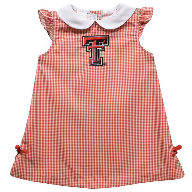 Texas Tech Red Raiders Embroidered Red Gingham A Line Dress