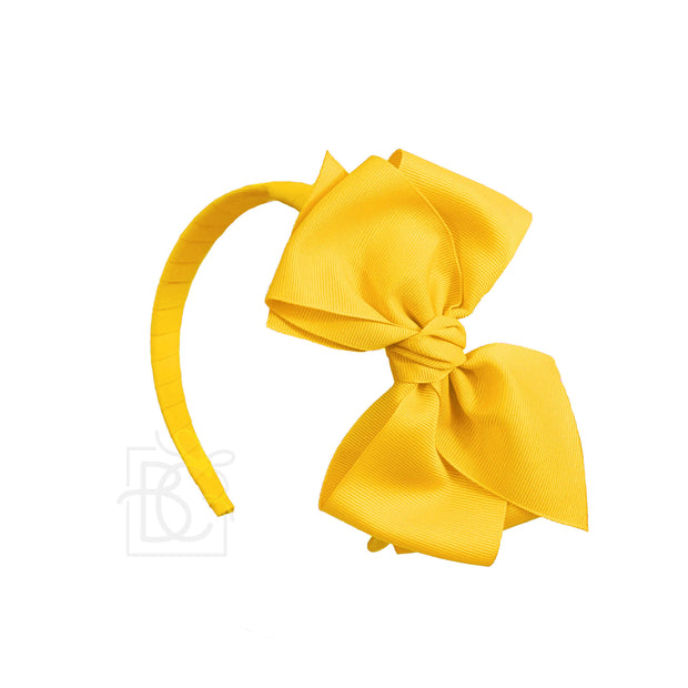 Bright Yellow 3/4" Headband w/6" Grosgrain bow
